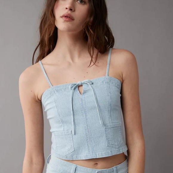 American Eagle Striped Crop Top - Picture 1 of 6